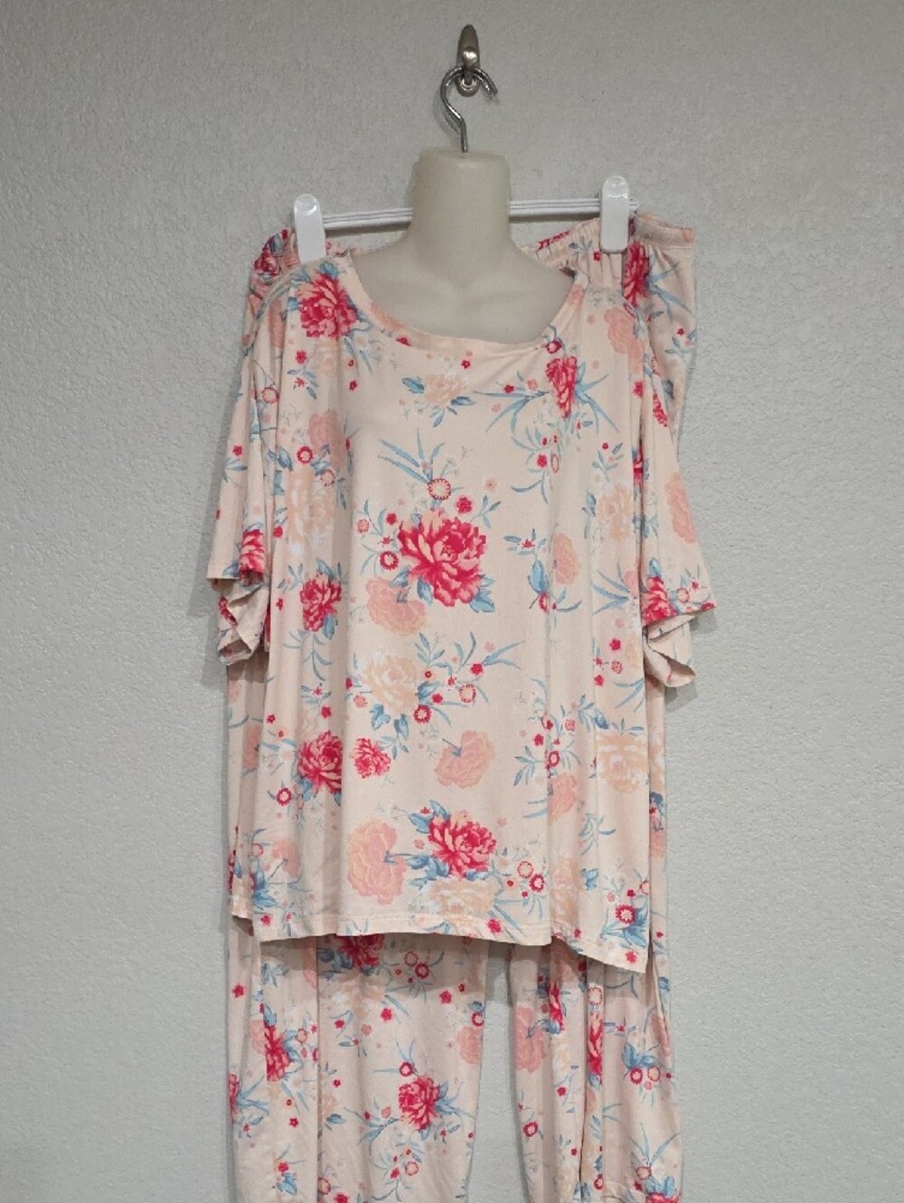 Flora Nikrooz | Women's Pink Blues Pastel Floral Loungewear Pajama Set Sz 3X